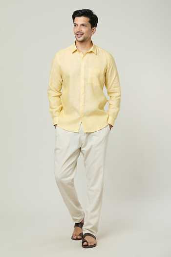 Aryavir Malhotra Full Sleeves Button Down Linen Shirt 