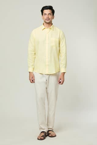 Aryavir Malhotra Pocket Detail Full Sleeves Linen Shirt 