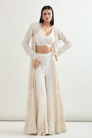 Ritika Mirchandani Embroidered Jacket Blouse & Sharara Set 