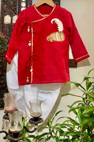 Zardosi Embroidered Tie Up Kurta With Dhoti Pant 