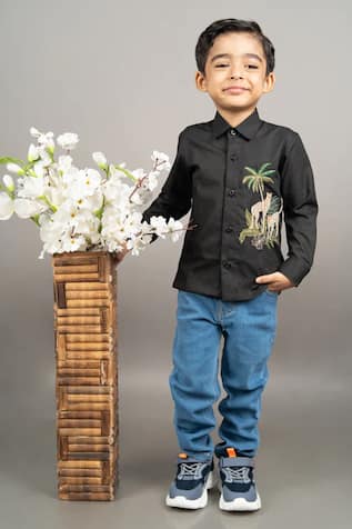 Little Brats Cheetah Kardana Embroidered Shirt 
