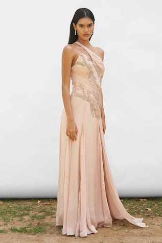 AMRTA by GUNEET KONDAL Vines Embroidered Draped Gown 