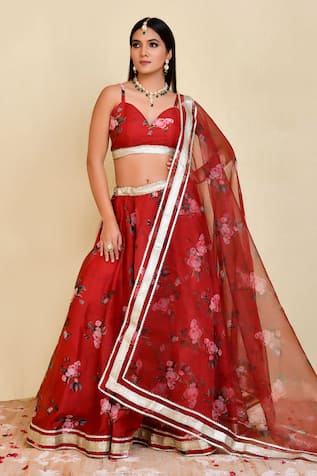 Bannhi Floral Print Lehenga Blouse Set 