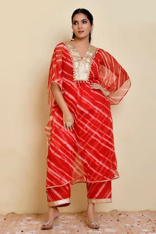 Bannhi Leheriya Print Kaftan With Pant 