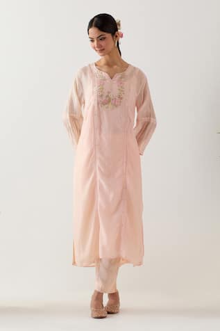 TATWA Parrot And Peonies Kurta Set 