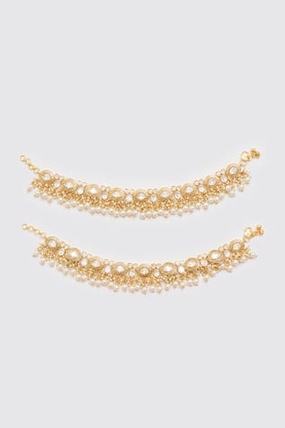 Quad Floret Kundan Polki Anklets 
