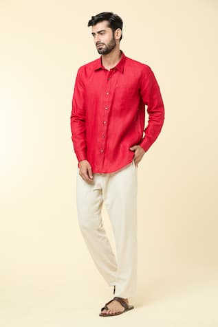Aryavir Malhotra Linen Solid Full Sleeve Shirt 