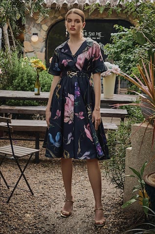 HOUSE OF FETT Humphrey Floral Print A-Line Dress 