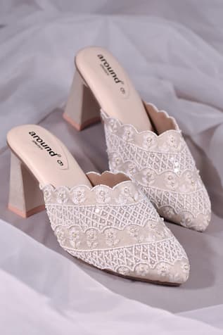 Celeste Floral Cutwork Mule Heels 