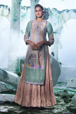 Label Ankush Jain Jharoka Zari Embroidered Kurta With Gown 