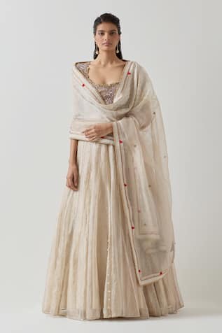 Zardozi Embroidered Panelled Lehenga Set 