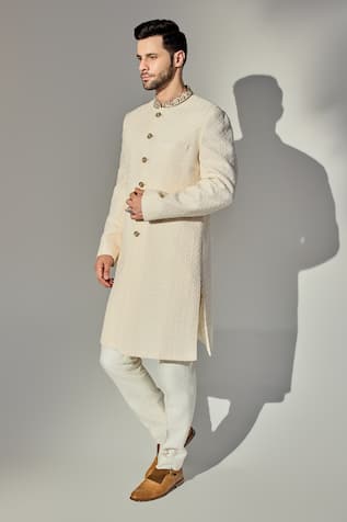 Chatenya Mittal Clover Bloom Embroidered Achkan Set 