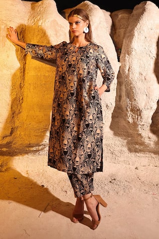 Meher By Islie Contra Bobcat Print Kurta & Pant Set 