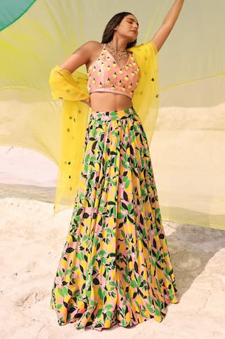 MEHER BY ISLIE Lemon Zest Print Skirt Set 