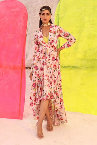 MEHER BY ISLIE Picasso Botanical Print Dress 