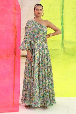 MEHER BY ISLIE Zebrula Print Dress 