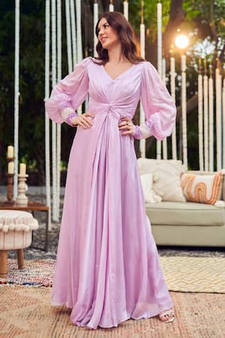 Swish By Dolcy And Simran Gathered Front Knotted Gown 