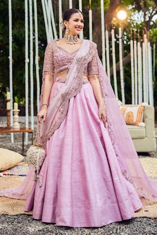 Swish By Dolcy And Simran Lullaby Bloom Embroidered Waistband Lehenga Set 