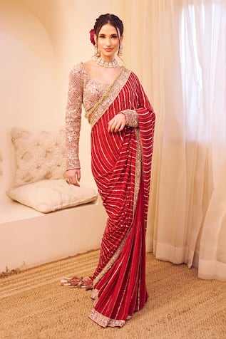 Swish By Dolcy And Simran Riyaaz Gullista Bahar Border Embroidered Saree With Blouse 