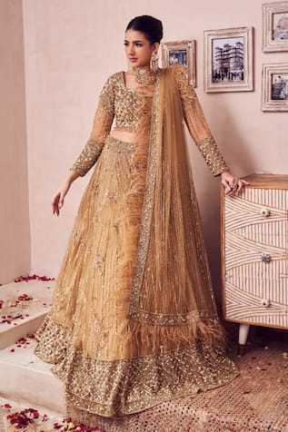 Swish By Dolcy And Simran Dripping Gul Embroidered Bridal Lehenga Set 