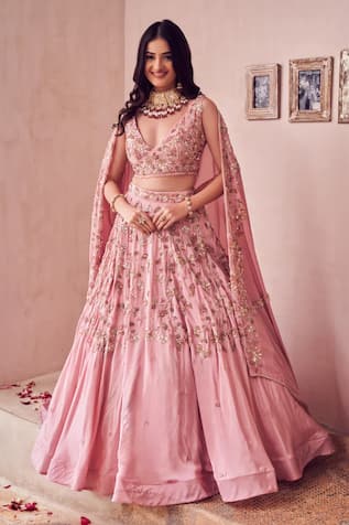 Swish By Dolcy And Simran Floral Fountain Embroidered Bridal Lehenga Set 