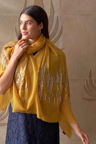 MAULI CASHMERE Shooting Star Embroidered Stole 