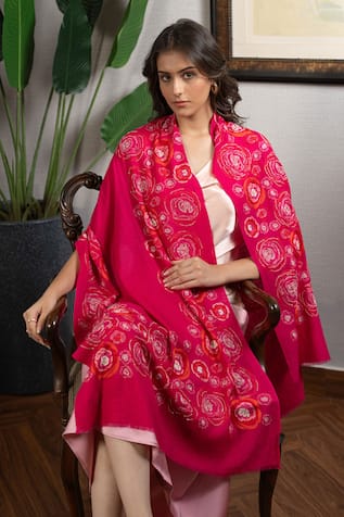 MAULI CASHMERE Floral Bliss Embroidered Stole 