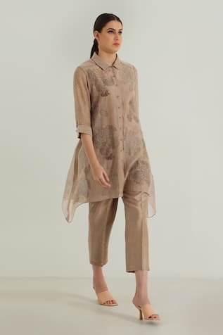 Arcvsh by Pallavi Singh Floral Print Long Shirt With Pant 