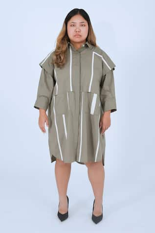 Leh Studios Metro Tape Fence Midi Shirt Dress 