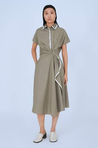 Leh Studios Collared Wrap Midi Dress 