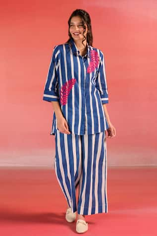 Kameez Marine Stripe Print Shirt & Pant Set 