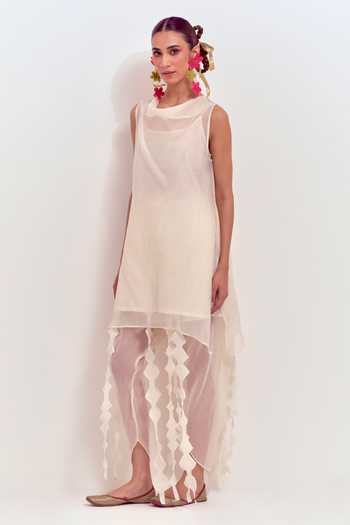 Shikha Malik Cowl Neck Sheer Kurta 