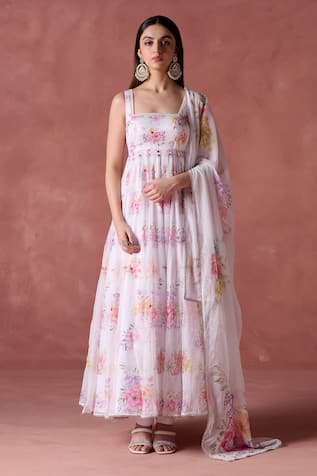 LASHKARAA Florence Print Embellished Anarkali Set 