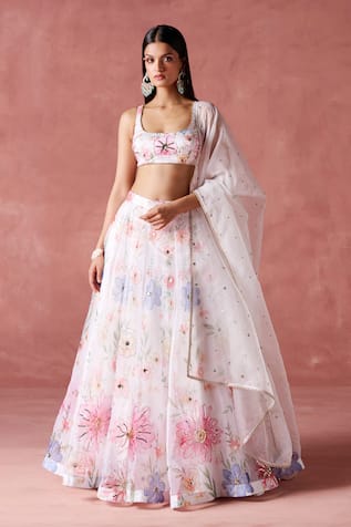 LASHKARAA Petunia Bloom Print & Embellished Lehenga Set 