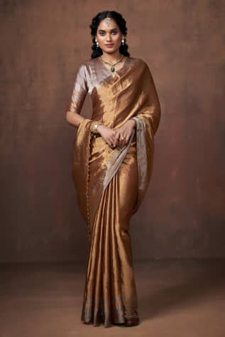 Dressfolk Metallic Handloom Saree with Running Blouse 
