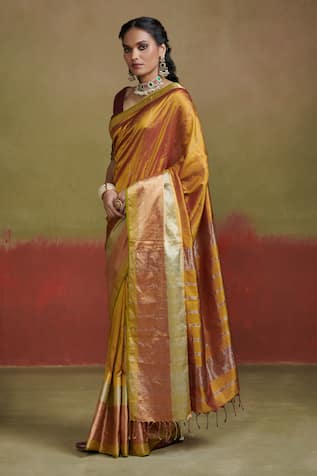 Dressfolk Kadambari Handwoven Saree with Running Blouse 