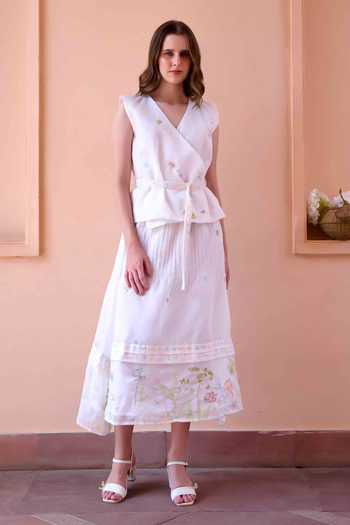 OurDve Jim Embroidered Top With Skirt 