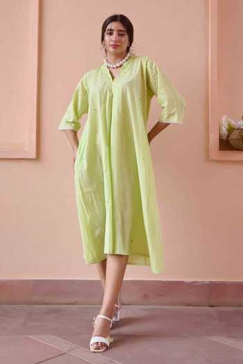 OurDve Olivia Tonal Embroidered Dress 