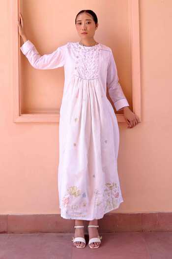 OurDve Zeno Smocked Placket Dress 