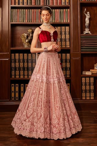 Cherie D Paramour Pearl Embroidered Lehenga With Blouse 