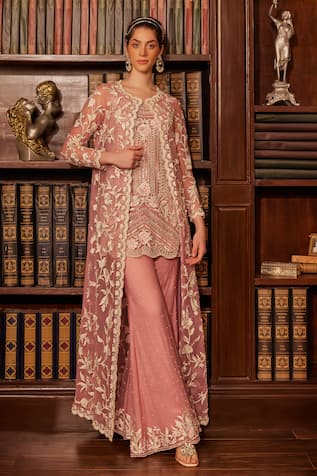 Cherie D Revelation Pearl Embroidered Jacket & Sharara Set 