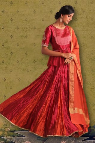 Myoho Mohak Panelled Godet Lehenga Set 