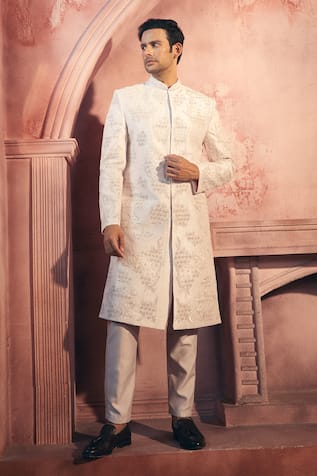 Floral Embroidered Sherwani & Pant Set 