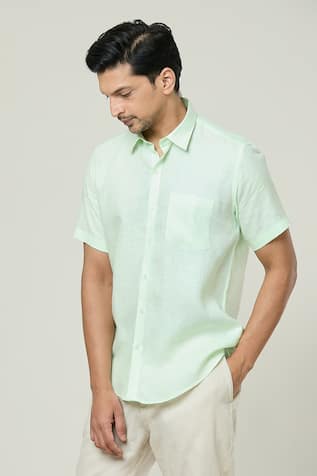 Arihant Rai Sinha Pocket Detail Plain Linen Shirt 