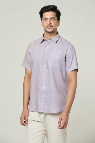 Arihant Rai Sinha Plain Collared Linen Shirt 