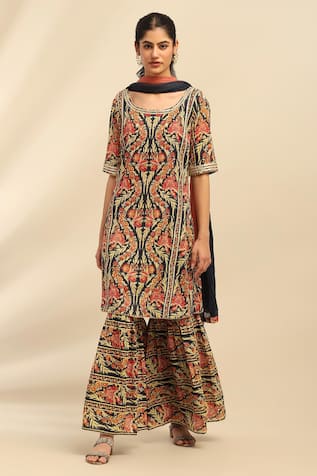 Aarke Ritu Kumar Nur Floral Print Kurta Sharara Set 