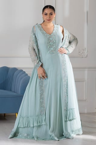 Raj Arora Embroidered Anarkali With Jacket 