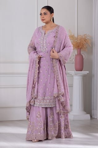 Raj Arora Dori & Sequin Embroidered Kurta Sharara Set 