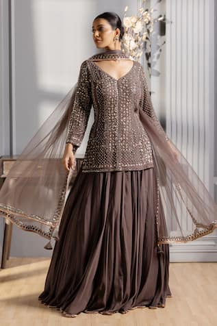 Raj Arora Crystal Embroidered Lehenga Set 