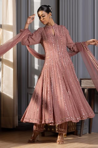 Raj Arora Crystal & Sequin Embroidered Anarkali Pant Set 